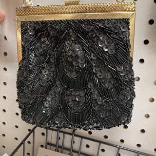 Black sequin evening purse