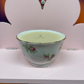 May Flowers-Hand Poured Beeswax Candle in Vintage Adderley Bone Teacup