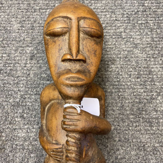 Mid XX Century Baule Ivory Coast West Africa 18" Statue w Sacrificial Scars Firm