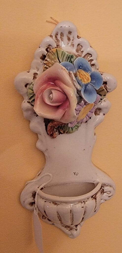 Holy water font/Bassano Italy (9"x3.5") DNC