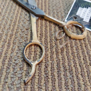 1940s Barber shears scissors off white handle, 7.5" USA