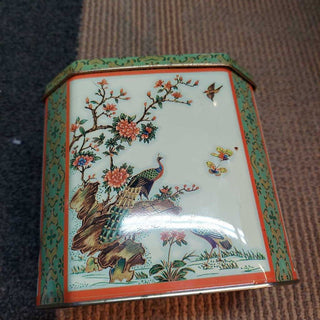 Tea Tin Container Designed by Daher, Made In England Peacock Asian Design