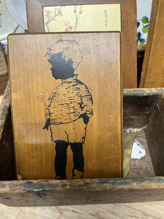 Boy silhouette, wood