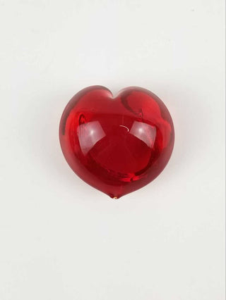Art Glass Pillow Heart Red 3" Puffed Paperweiggt