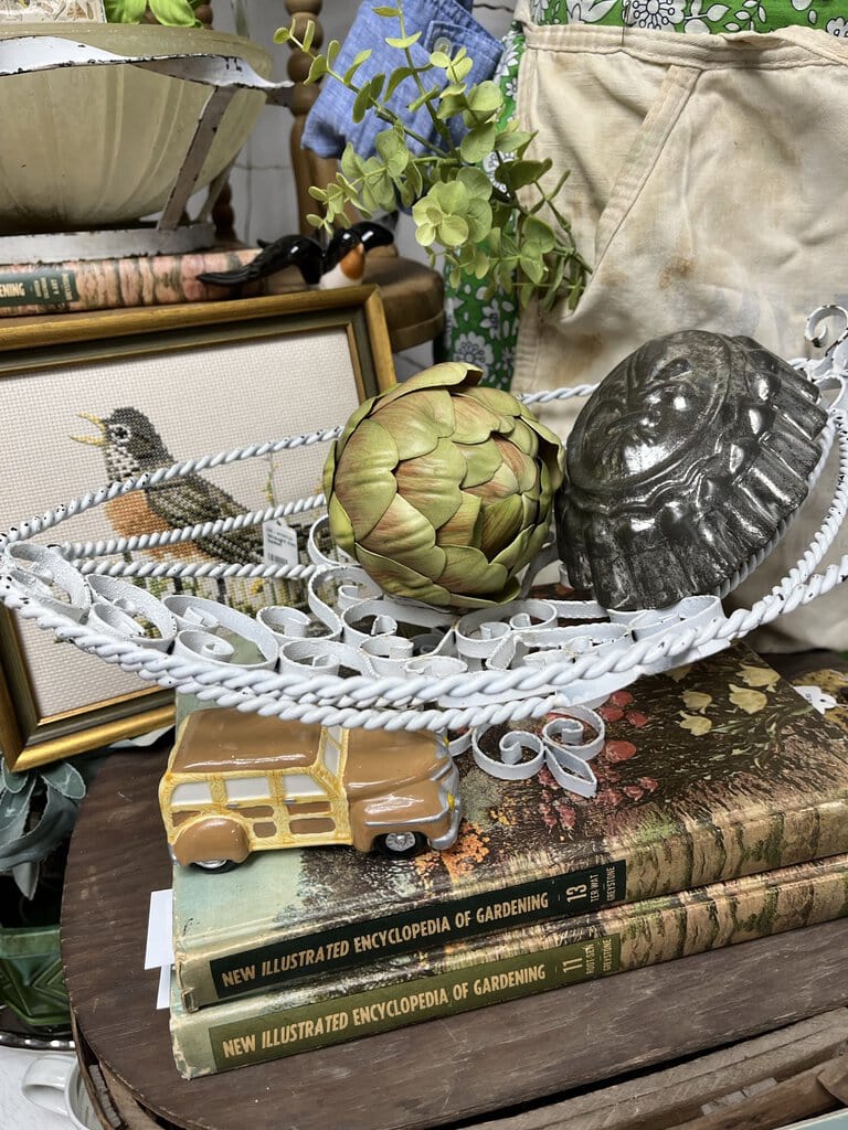 Wrought iron low basket