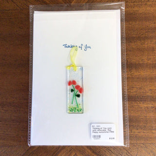 Thinking of You card with removable Red Poppy suncatcher-FIRM