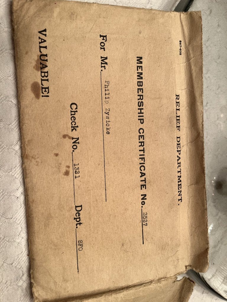 Relief Dept. paperwork, 1923