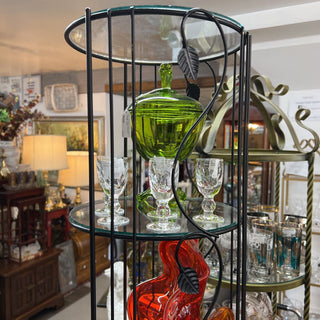4 tier vintage wire and glass stand