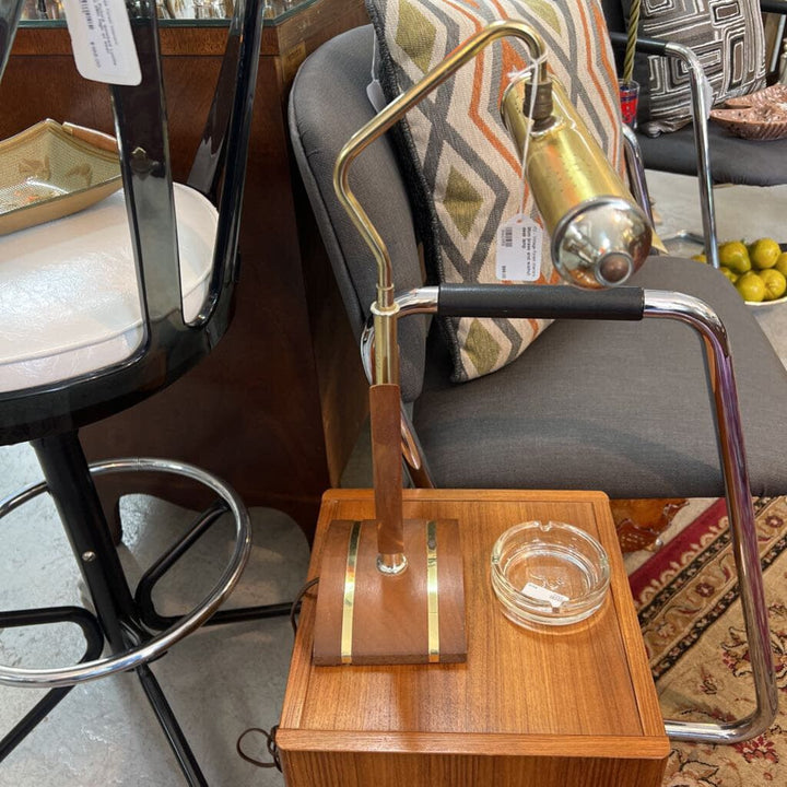 Mcm brass and walnut desk lamp