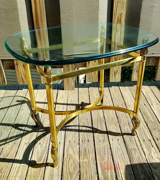 Brass and Beveled Glass Occasional Table by Labarge