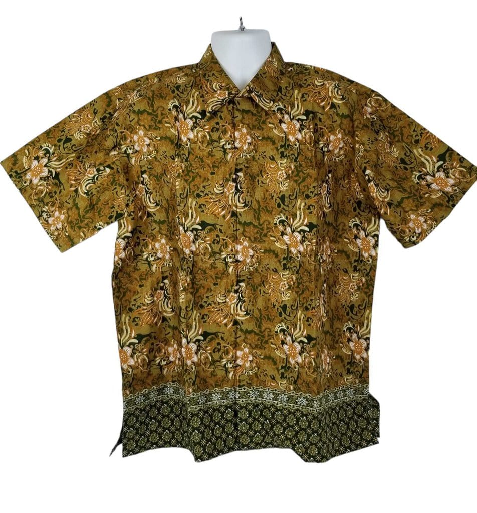 Mens Short Sleeve Button Down XXL Batik Hawaiian Print