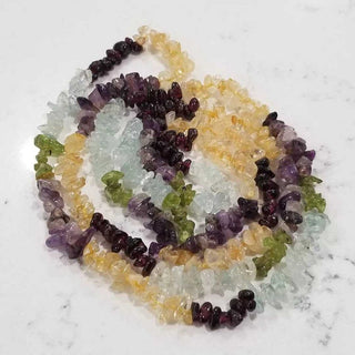 A-Gemstone Chips Beaded Necklace 17" Amethyst