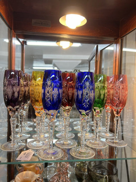 Champagne Glasses Bohemia Crystal Handmade Cut -  Canada