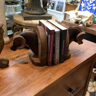 Iron Wood Ram Bookends (Pair)