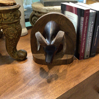 Iron Wood Ram Bookends (Pair)