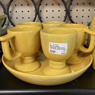 Set of yellow Frankoma chalice/cup with plate (sold as set)
