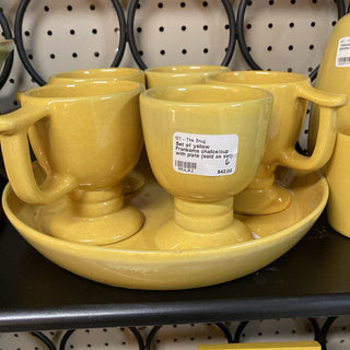 Set of yellow Frankoma chalice/cup with plate (sold as set)