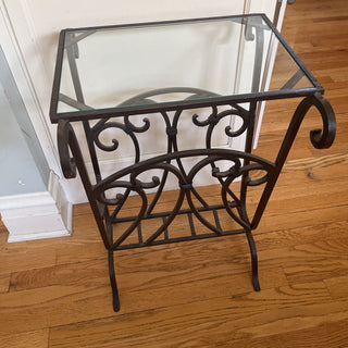 Vintage Iron and Glass Side Table