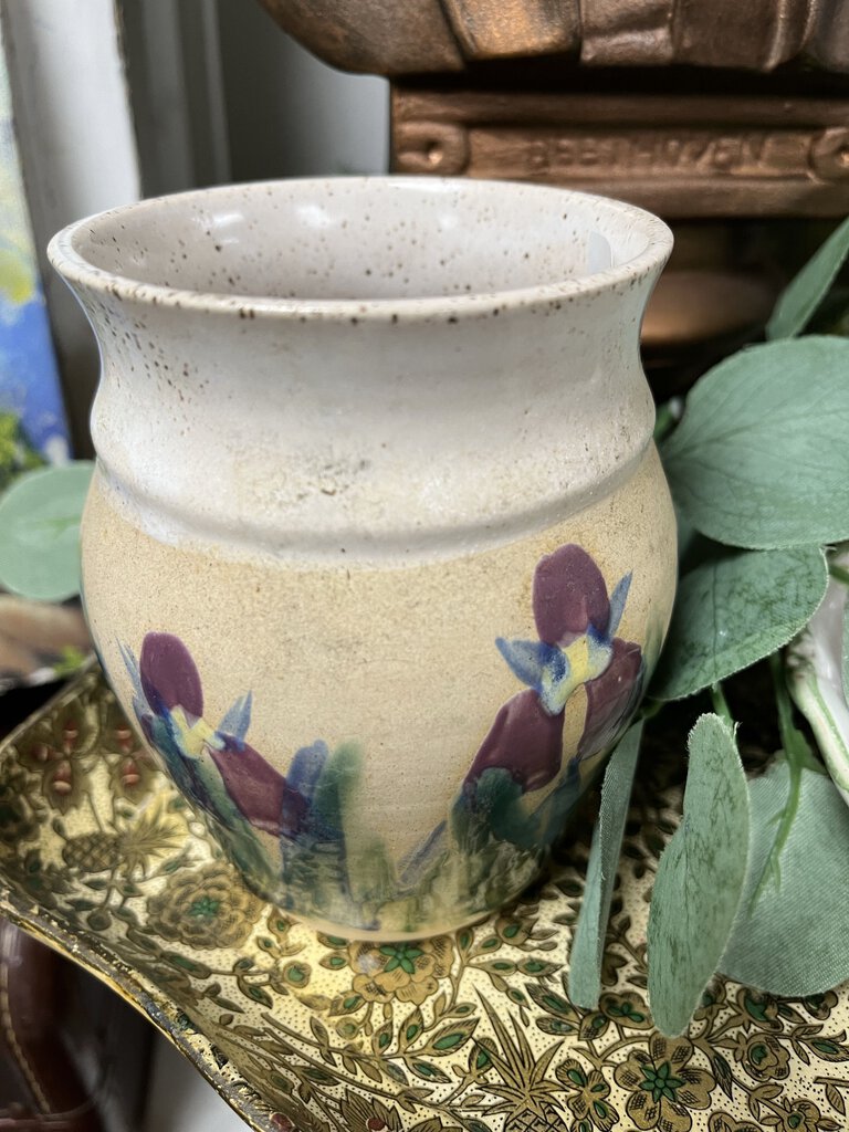 Iris, pottery vase