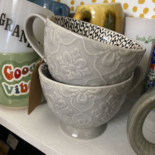 Footed Ceramic Mugs, set of 2