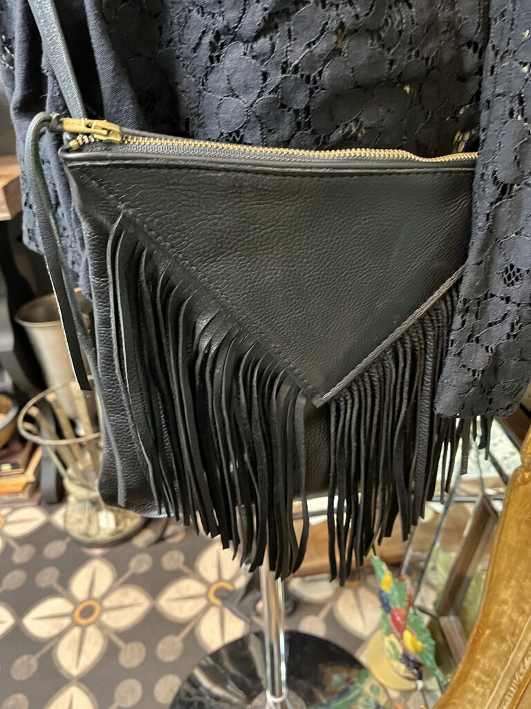 Small Leather Fringe Crossbody Bag With Studs Cell Phone 