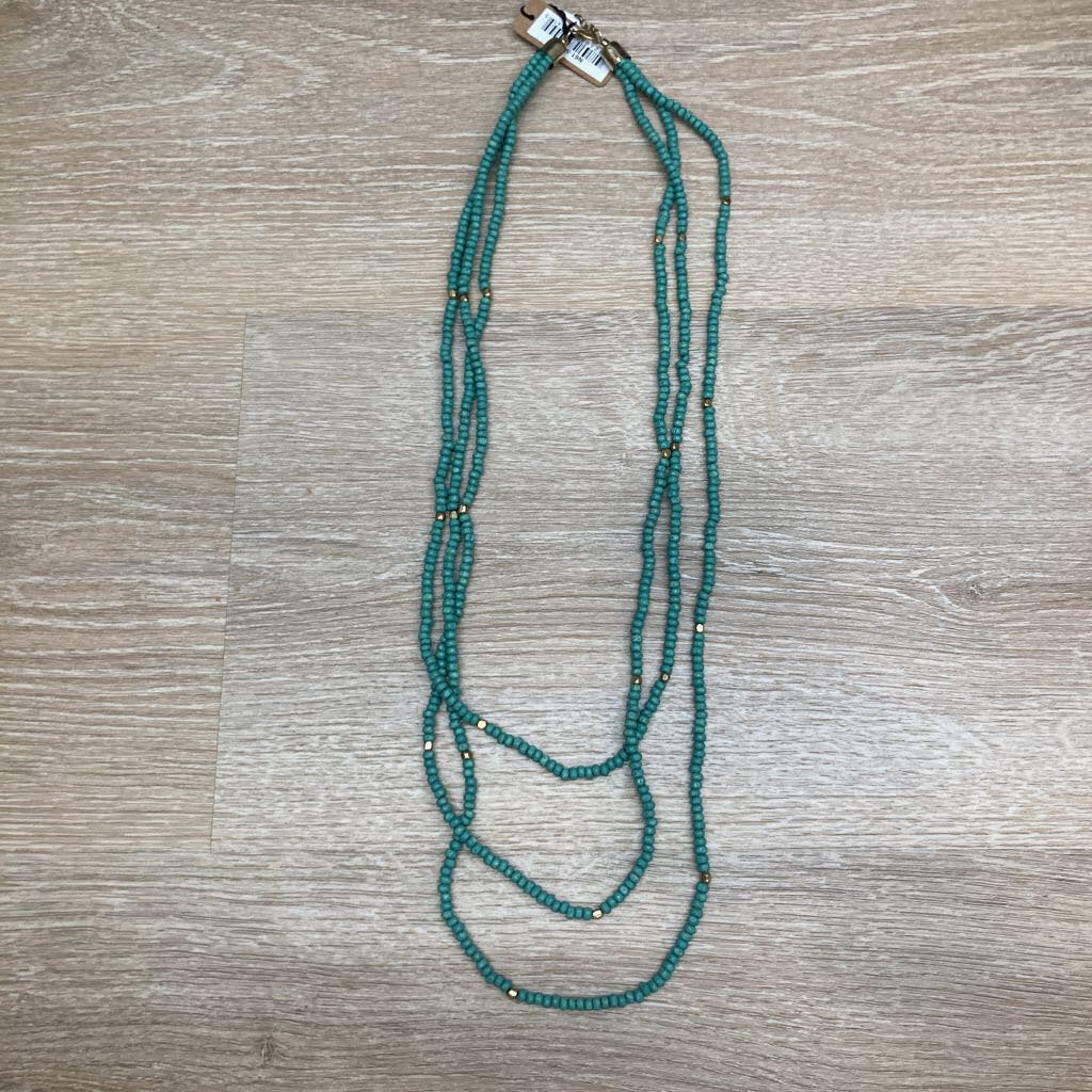 Sage Green Long Multi-Strand Necklace | Fair Trade