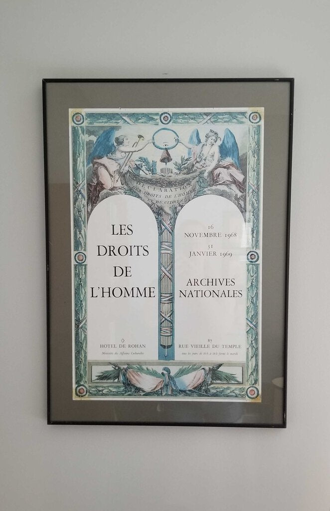 Original 1960s French Exhibition Framed Poster Le Droits De L'Homme