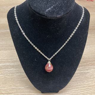 Red Faux Stone on Silver Plated Necklace