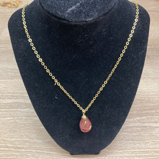 Red Faux Stone on Gold Plated Necklace