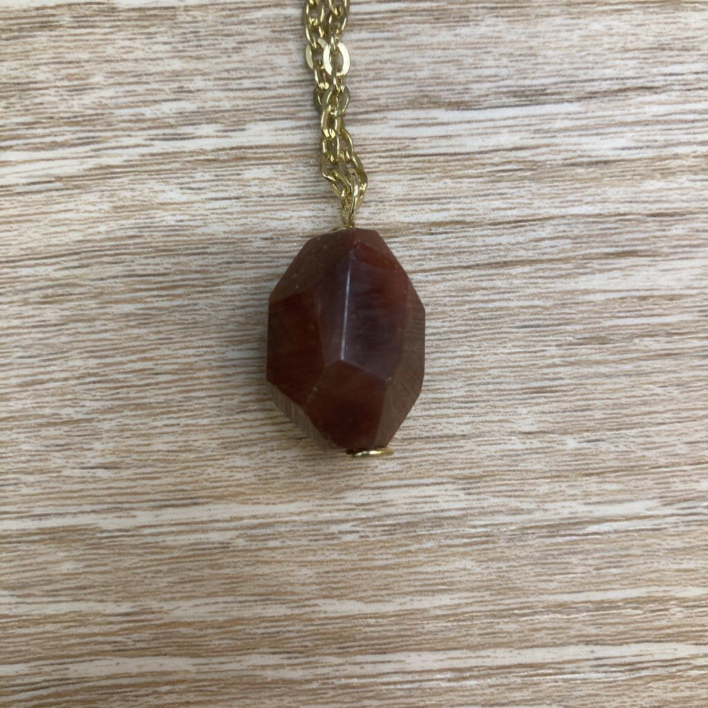 Deep Red Faux Red Stone with Necklace