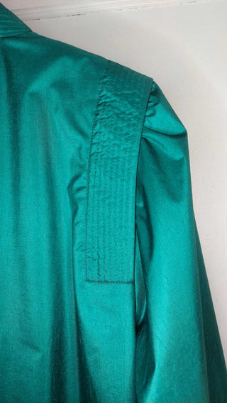 1980s MS Cambridge Shiny Green Trench Coat Rain Jacket FIRM