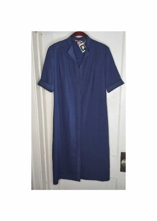 (S) 1970s kiva ltd, workwear house dress, navy blue