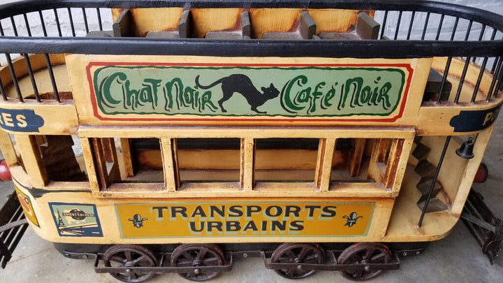 1930s French Street Car 30" Trolley Double Decker Train Chat Noir Cafe Paris Salon