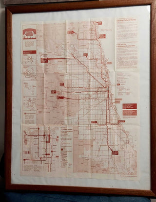 Authentic Original 1979 Chicago Transit Authority Map, Framed.