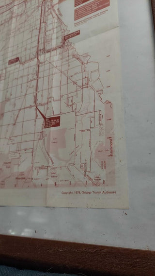 Authentic Original 1979 Chicago Transit Authority Map, Framed.