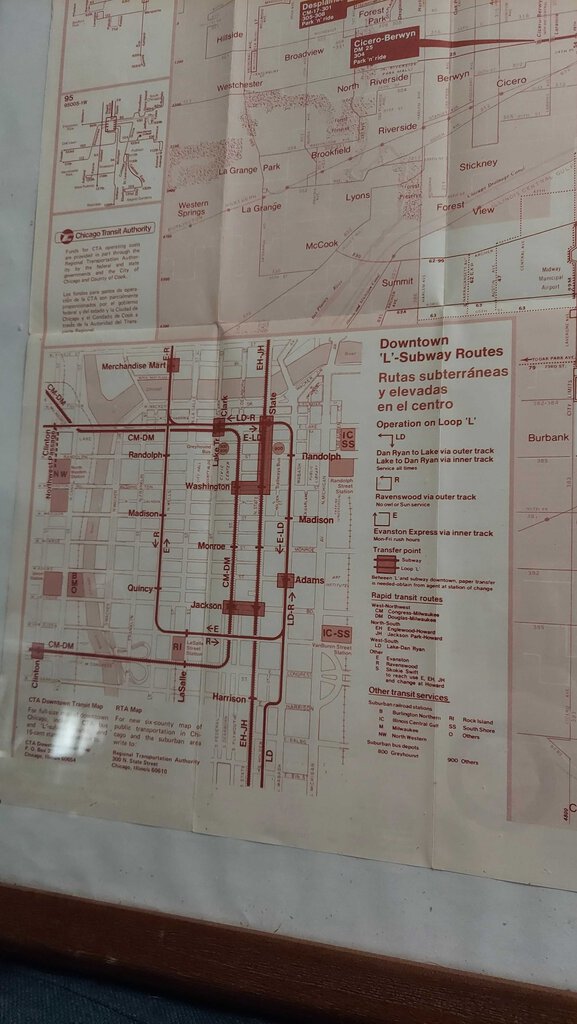 FIRM - Authentic Original 1979 Chicago Transit Authority Map, Framed.