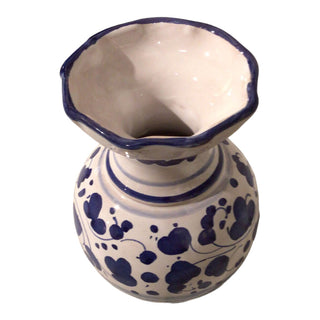 Deco Mano Blue & Wht Handpainted Bud Vase