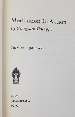 Book 1969 Meditation in Action Shambala Press