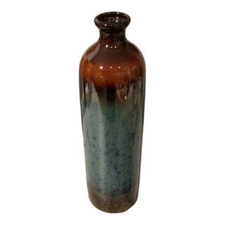 Tall Ceramic Bottle Vase, Brown/Blue