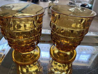Vintage Amber Cut Glass Goblet