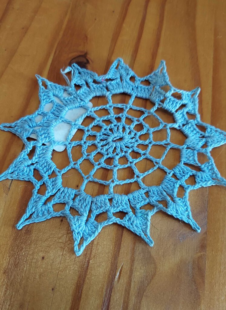 5" crochet baby blue doily
