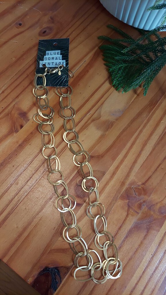 Sophia - Gold Plated Double Circle and oval Chain Link Necklace by Premier Designs. 30 inch (T&M)