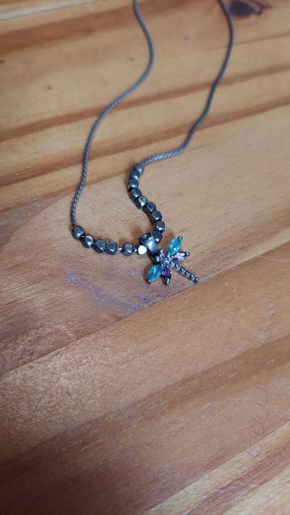 Dragonfly Pendant 18" Sterling Silver (925) Necklace with Purple Amethyst Blue Topaz (T&M)