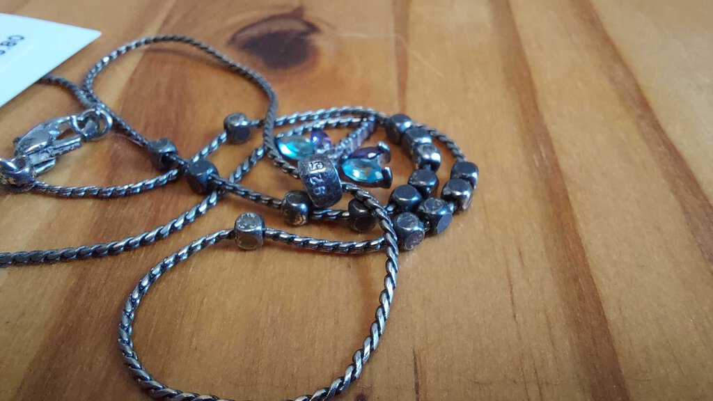 Dragonfly Pendant 18" Sterling Silver (925) Necklace with Purple Amethyst Blue Topaz (T&M)