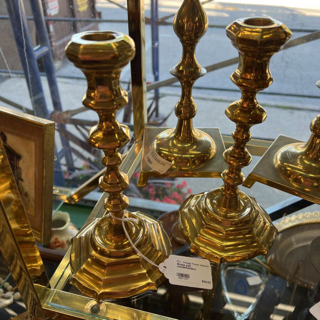Brass pair candleholders