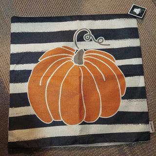 17" Stripped Pumpkin Trow Pillow Cover