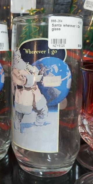 As Is - Coca Cola "Wherever I Go" Santa Claus Christmas Glass