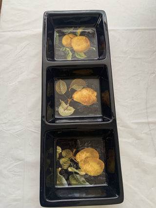 3 section tray w fruit decor