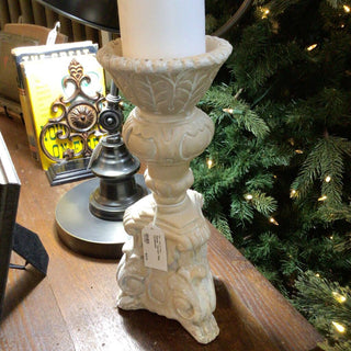 Plaster "Carved" Pillar Candlestick