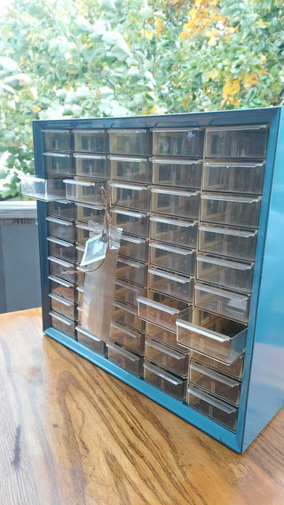 Vintage Blue Metal 50 Drawer Small Parts Organizer cabinet by Akro - Mils